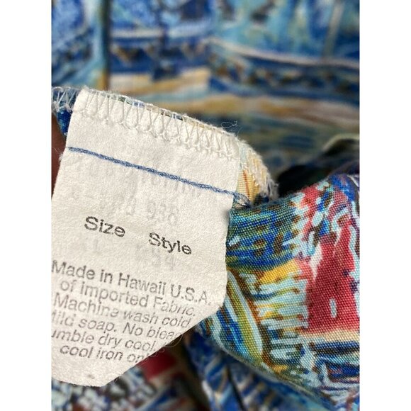 Vintage Kahala Hawaiian Islands collection Mens XL Cotton Blue Ocean Beach Palm - Picture 4 of 11